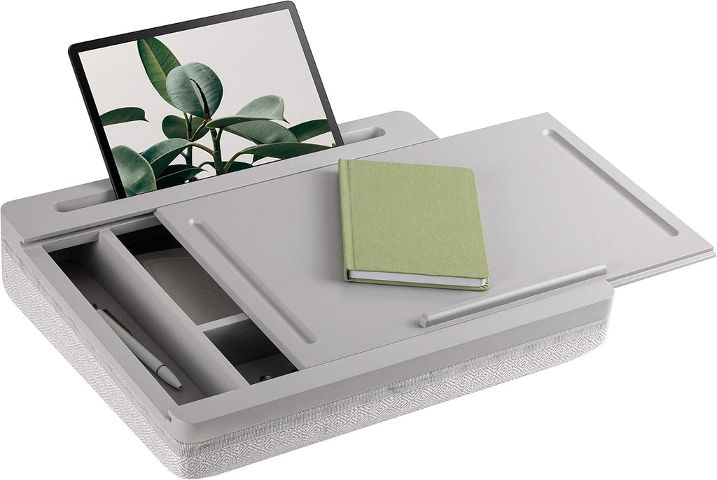 Calming Gray Storage Lap Desk with Sliding Lid H844557