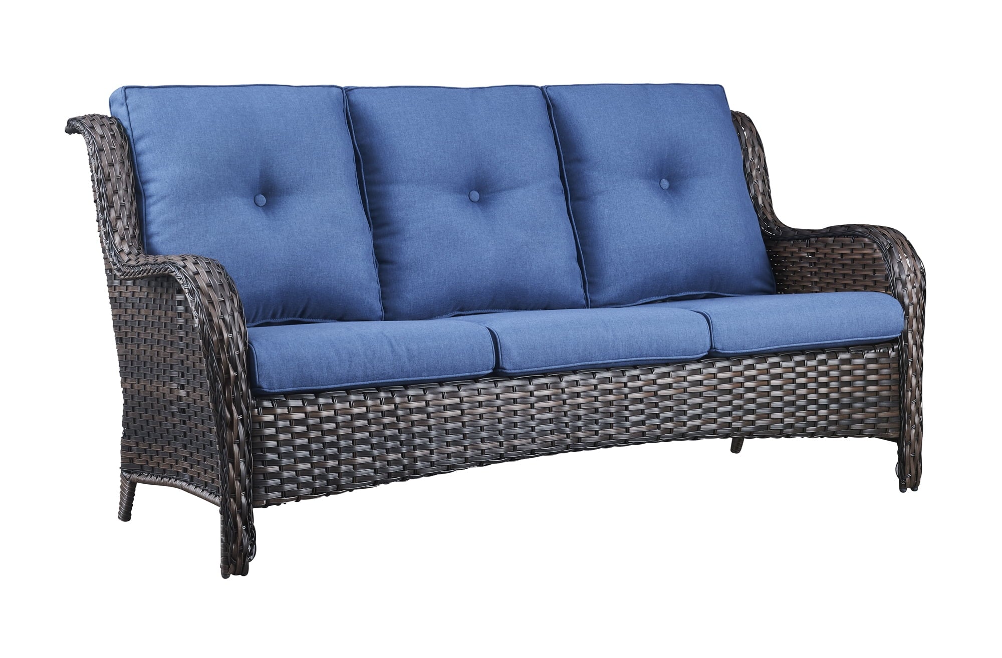 Blue 7 Pcs Outdoor Rattan Patio Furniture Set with Cushion Q5540