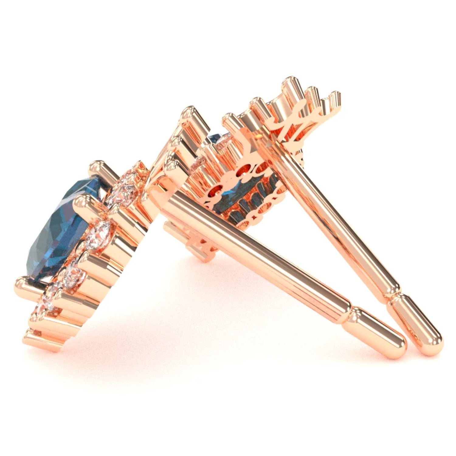 14k Rose Gold Alexandrite Stud Earrings I68343