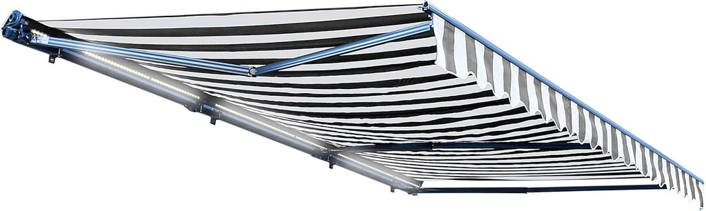 Retractable 16x10 Feet Motorized LED Patio Awning, 100% Polyester Canopy, Green W10586