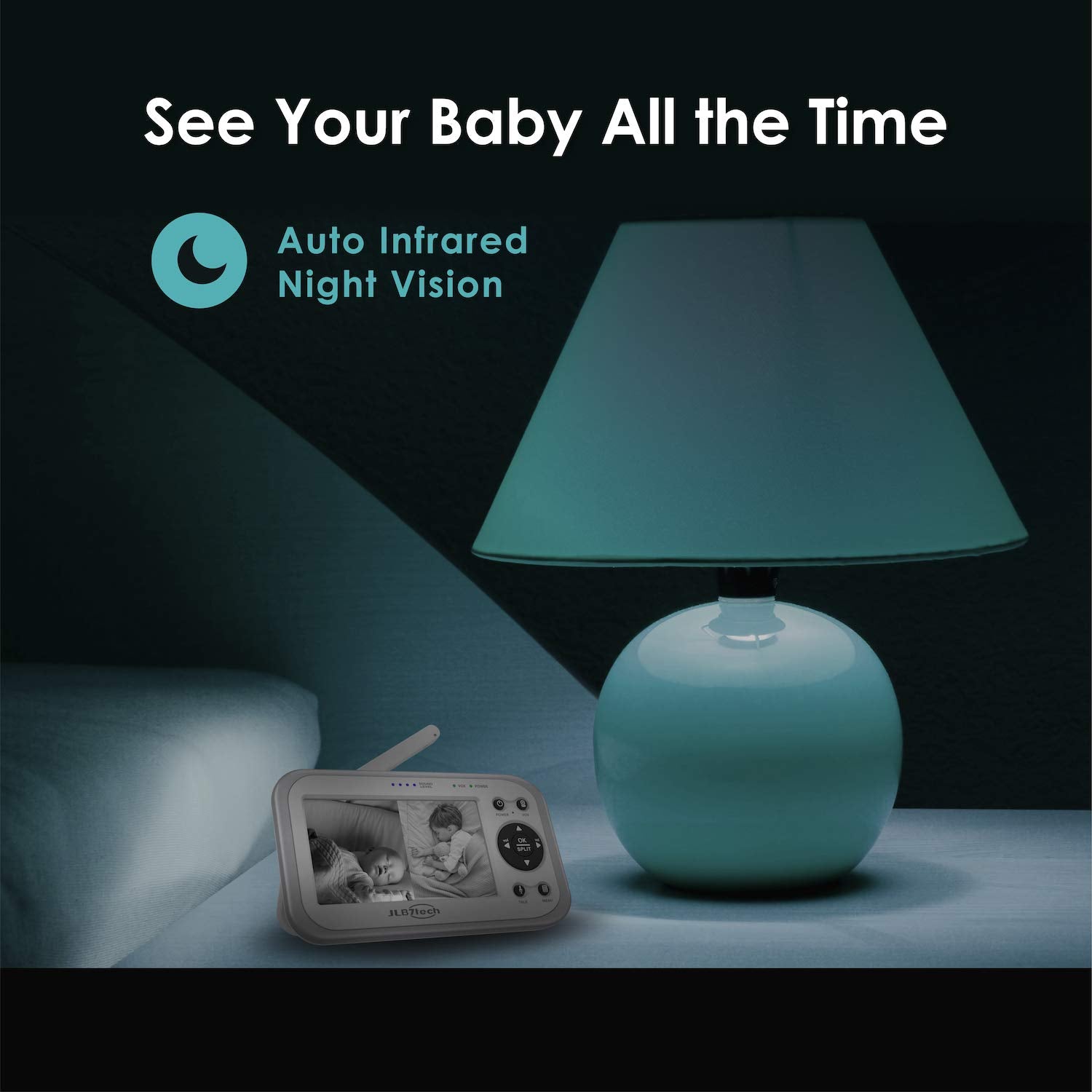 4.3 Split Screen Video Baby Monitor with 2 Cameras and Audio, Night Vision, Two-Way Talk T2687