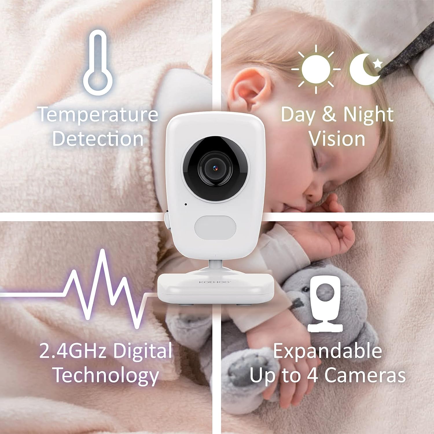 Baby Monitor w/ 2 Cam, 1000ft Range, Auto Night Vision Cam S6299