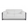 White Leather Loveseat D1495