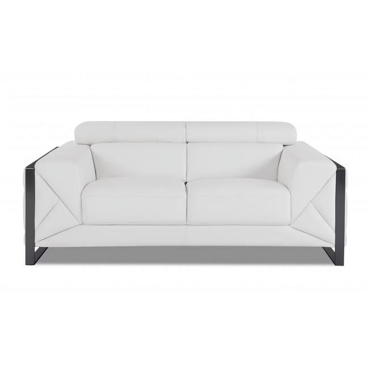 White Leather Loveseat D1495