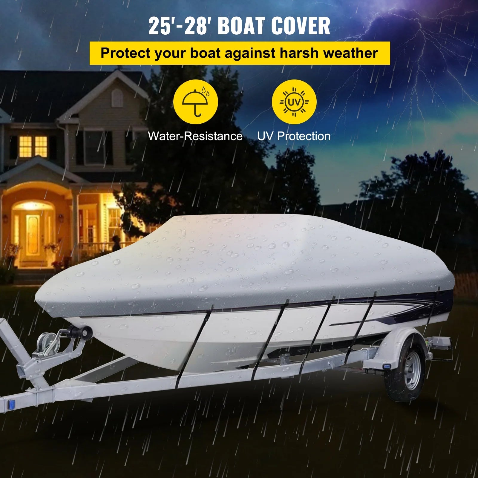 Heavy Duty 210D Marine Grade Polyester Waterproof Boat Cover B406970