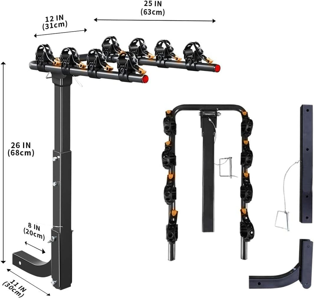 4 Bike Rack for Car Hitch Mount 2'' Hitch Receiver Heavy Duty Bicycle Carrier Rack X6252