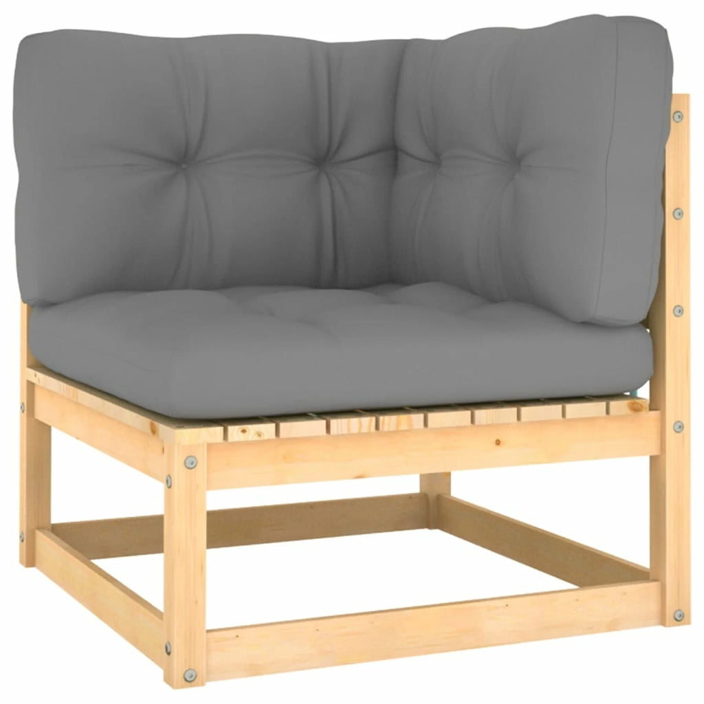 14 Piece Patio Lounge Set Outdoor Sofa Set with Gray Cushion Pinewood Sectional U44187