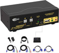 2 Port HDMI VGA Dual Monitor KVM Switch with Audio, Microphone, USB 2.0 Hub and Cables Support 4Kx2K@30Hz U2440