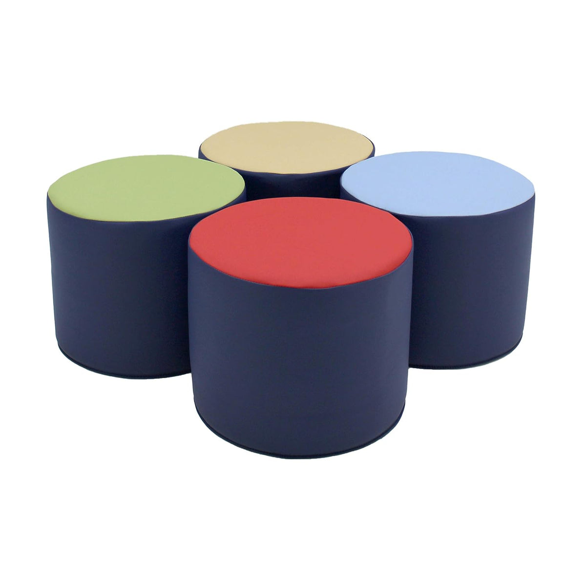 15 inch Round Two-Tone Accent Ottoman, Lightweight Foam Seating, 4-Piece K244061