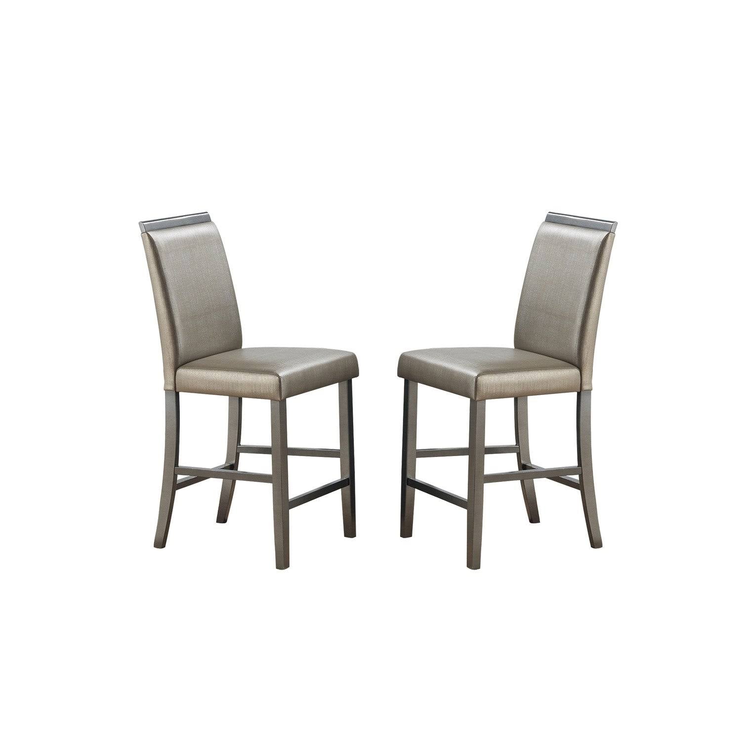 Silver Faux Leather and Wood Counter Height Chairs, Set of 2 R695839