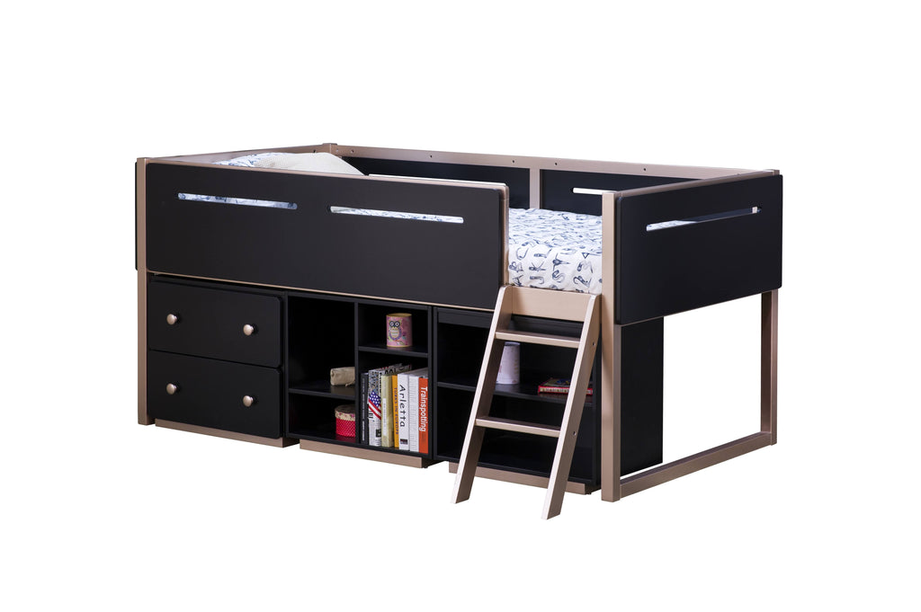 Black Rose Gold Loft Bed D957