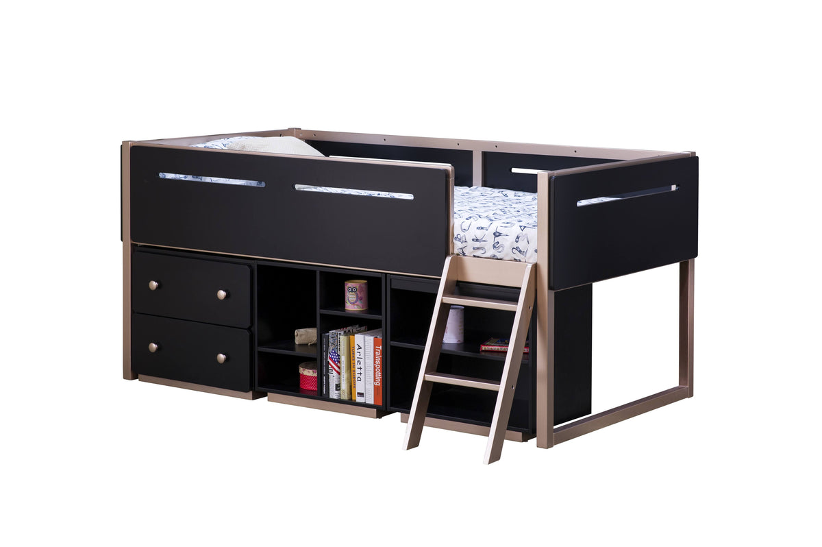 Black Rose Gold Loft Bed D957