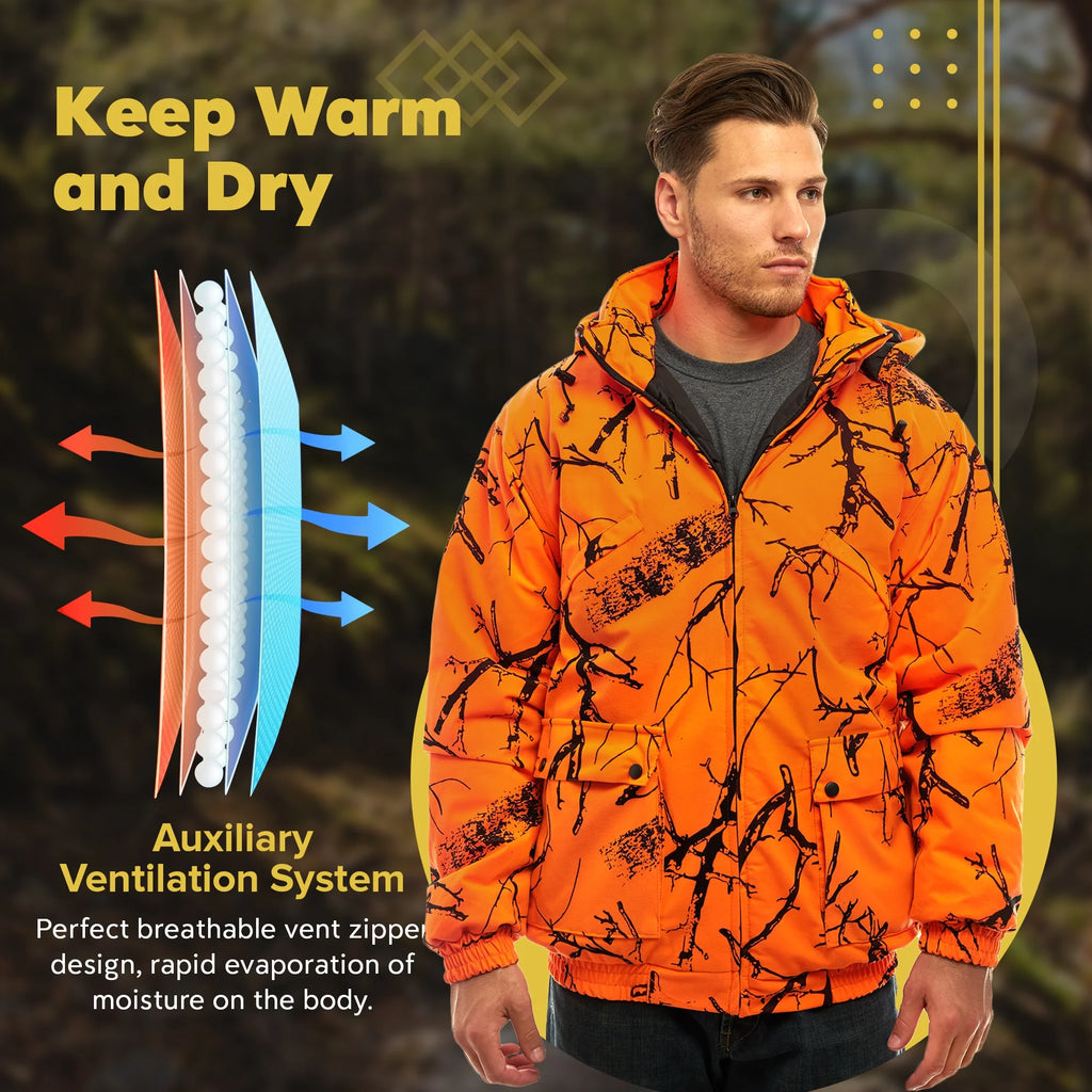 Blaze Orange Camo Insulated Waterproof Safety Tanker Jacket X907004