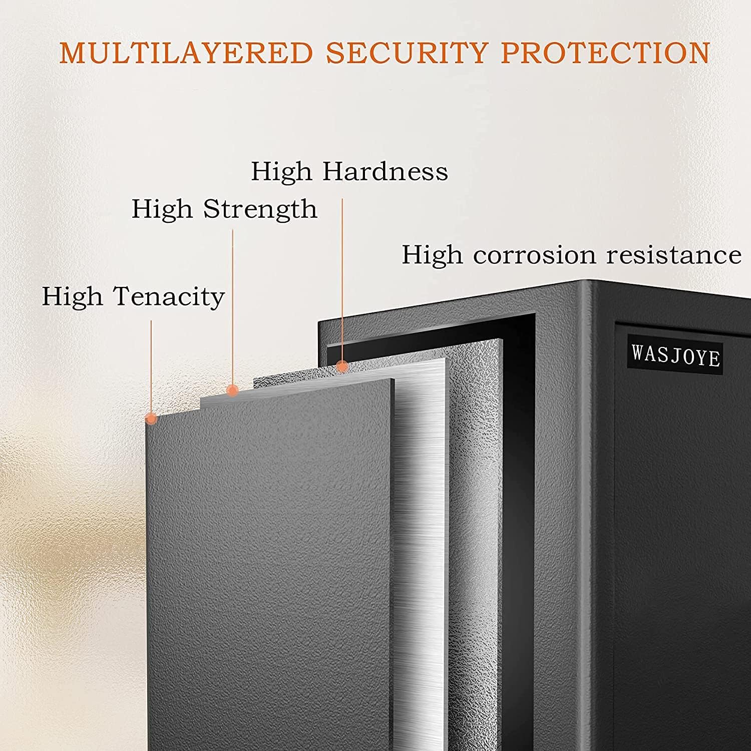 Security Safe Cash Box with Double Digital Keypad Key Lock (13.78 x 9.85 x 9.85 Inch) Z570146