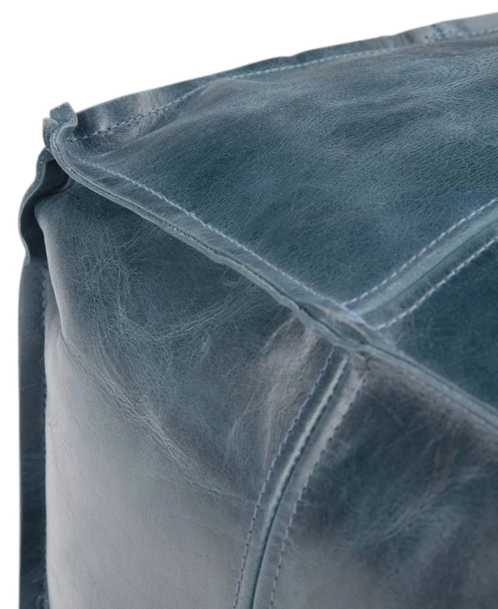 Teal Leather Square Pouf J95245