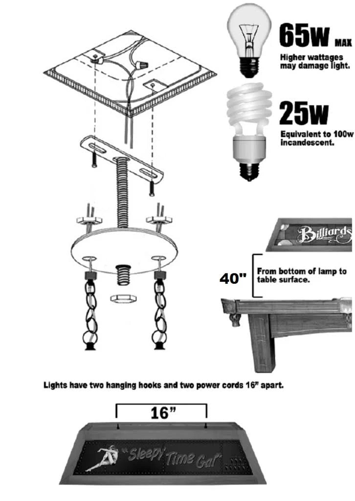 Matte Black / Stainless Billiard Light F78124