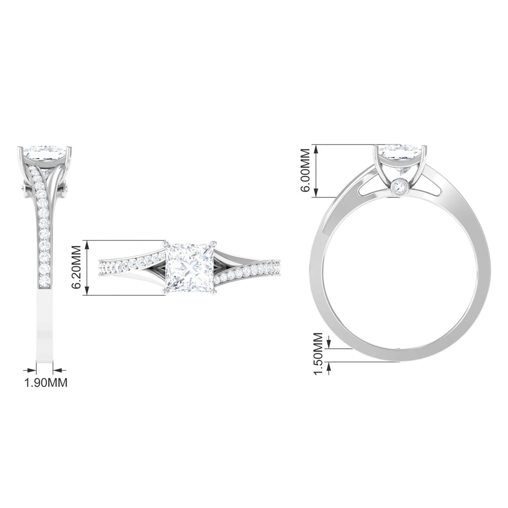 Princess Cut Moissanite Solitaire Engagement Ring (1.25 CT) 925 Sterling Silver N93070