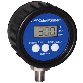 Digital Pressure Gauge, 0-300 psi, 2.5" Dia, 1/4" NPT(M) E7171