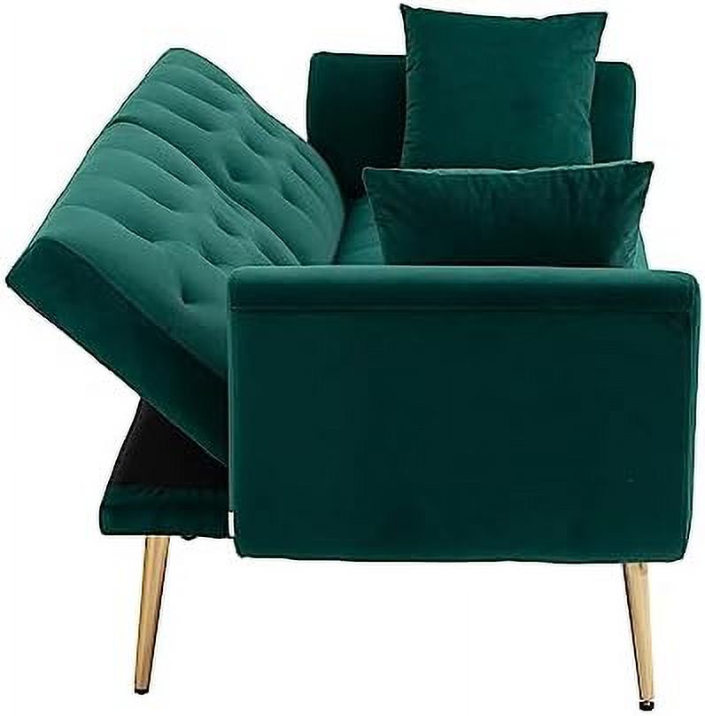 Peach Velvet Loveseat with 7 Gold Metal Legs S972712