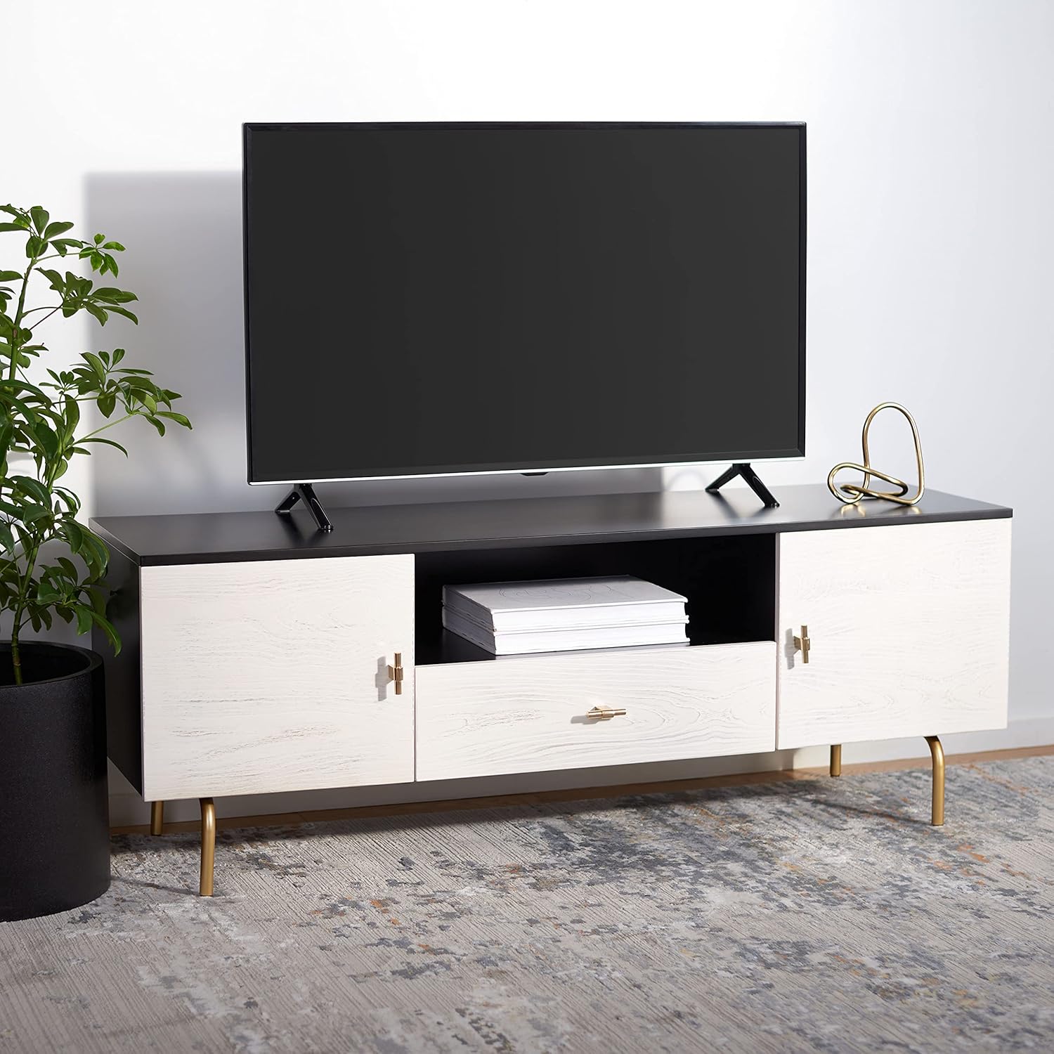 Black/Walnut Media Stand E1041