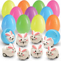 6 Toy Filled Easter Eggs with Mini Pull-n-Go Easter Bunnies R584