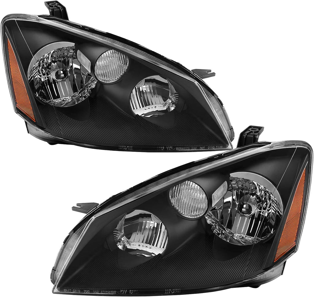 Headlight Assembly Compatible with 2005 2006 Altima Black Housing Amber Reflector Z279