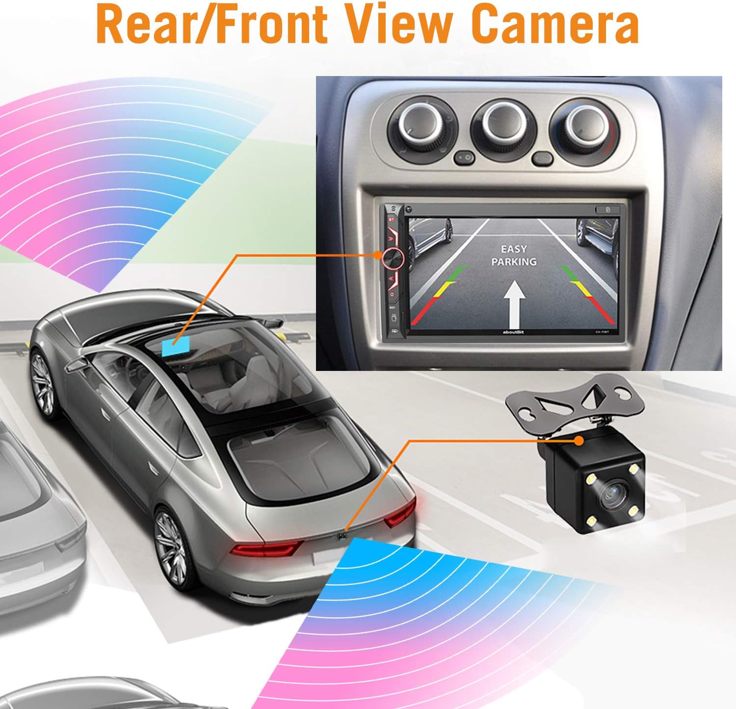7 inch Double Din Digital Media Car Stereo Receiver with Bluetooth 5.0 Touch Screen S3174