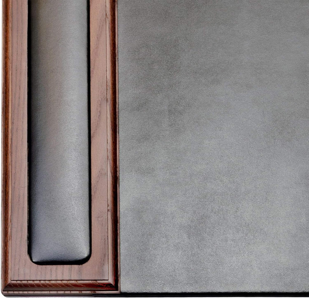 Walnut & Black Leather Desk Pad Q43245
