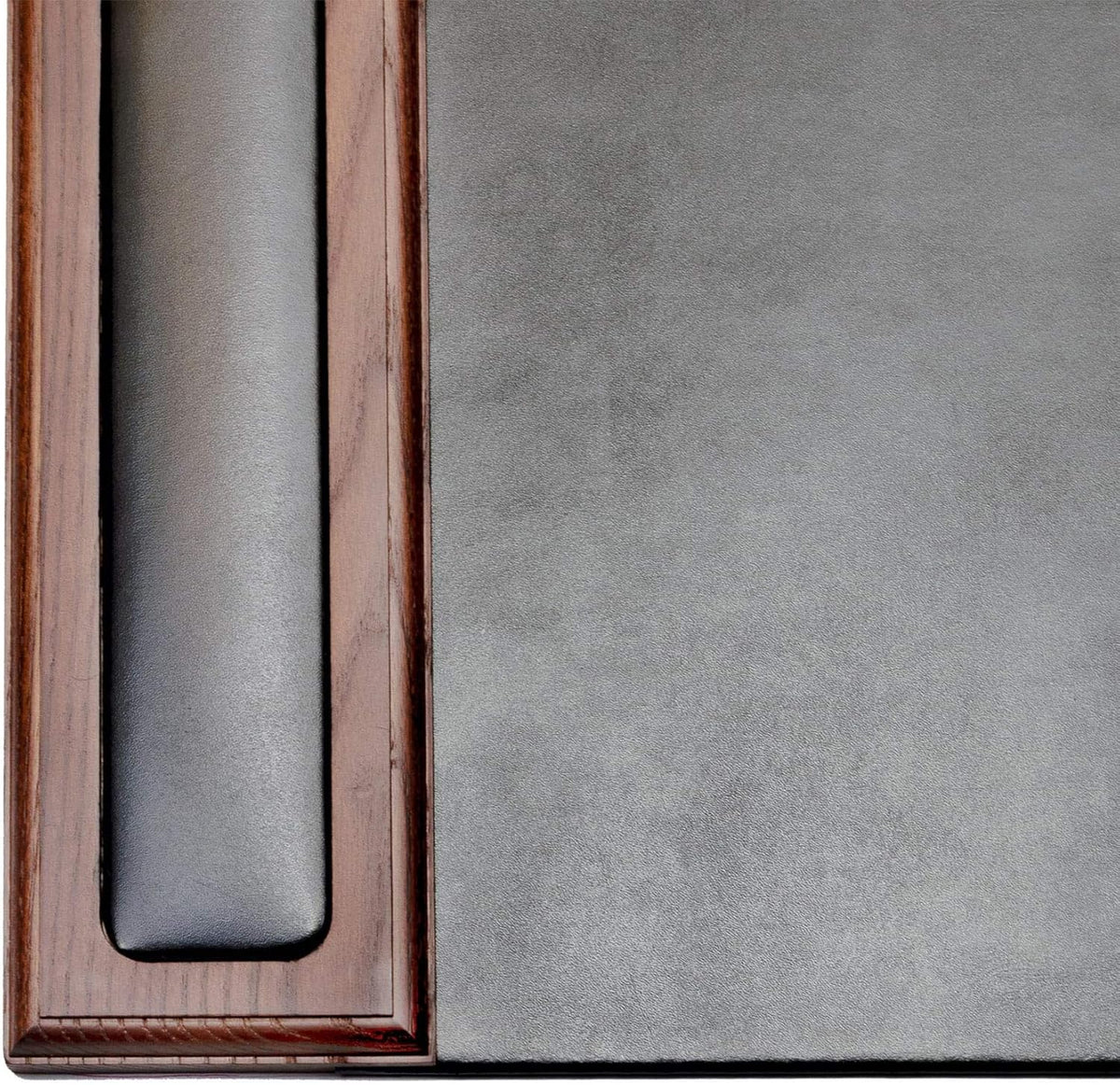 Walnut & Black Leather Desk Pad Q43245