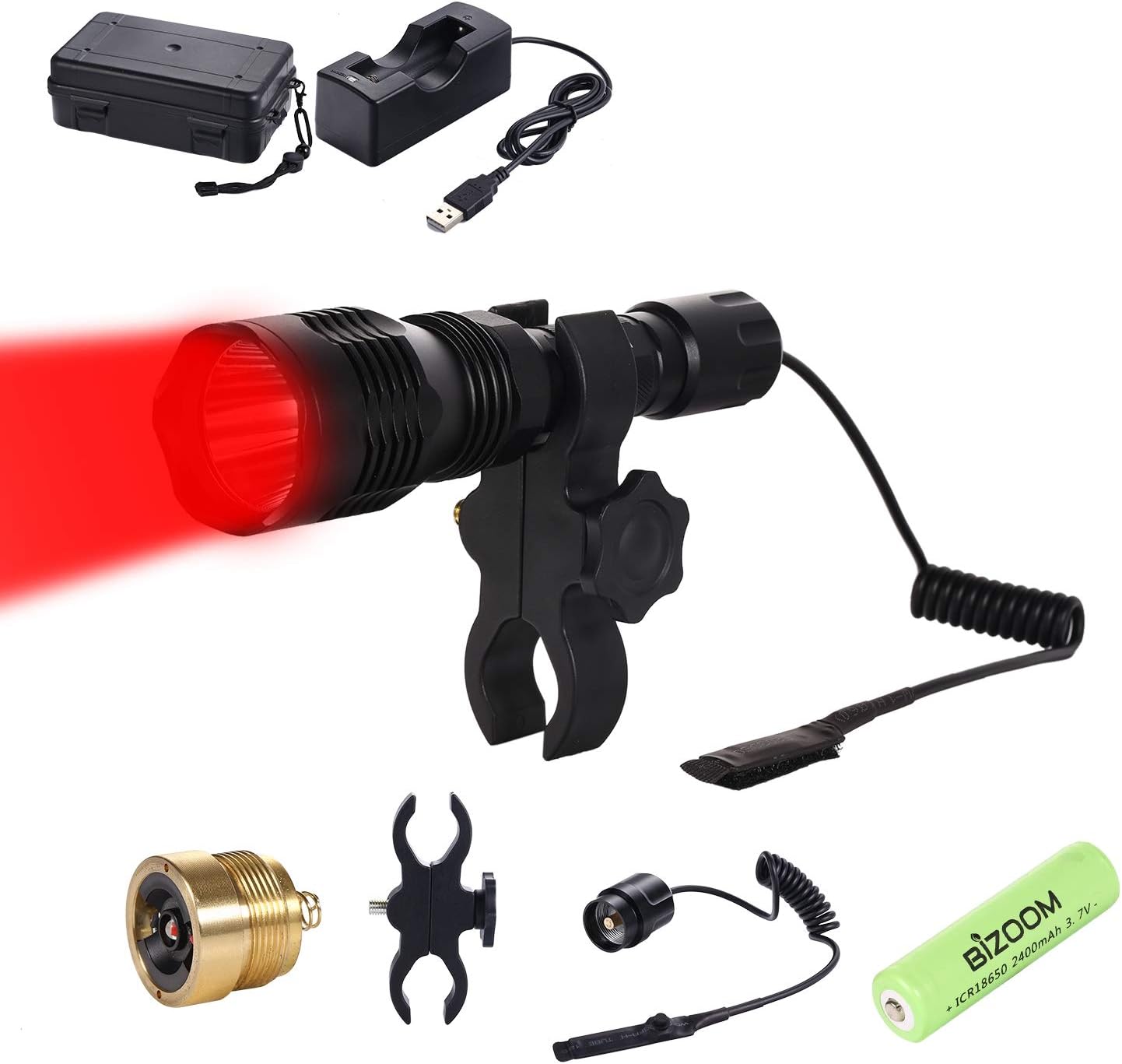 Red Green Hunting Flashlight with Pressure Switch, Pack of 2 P8507