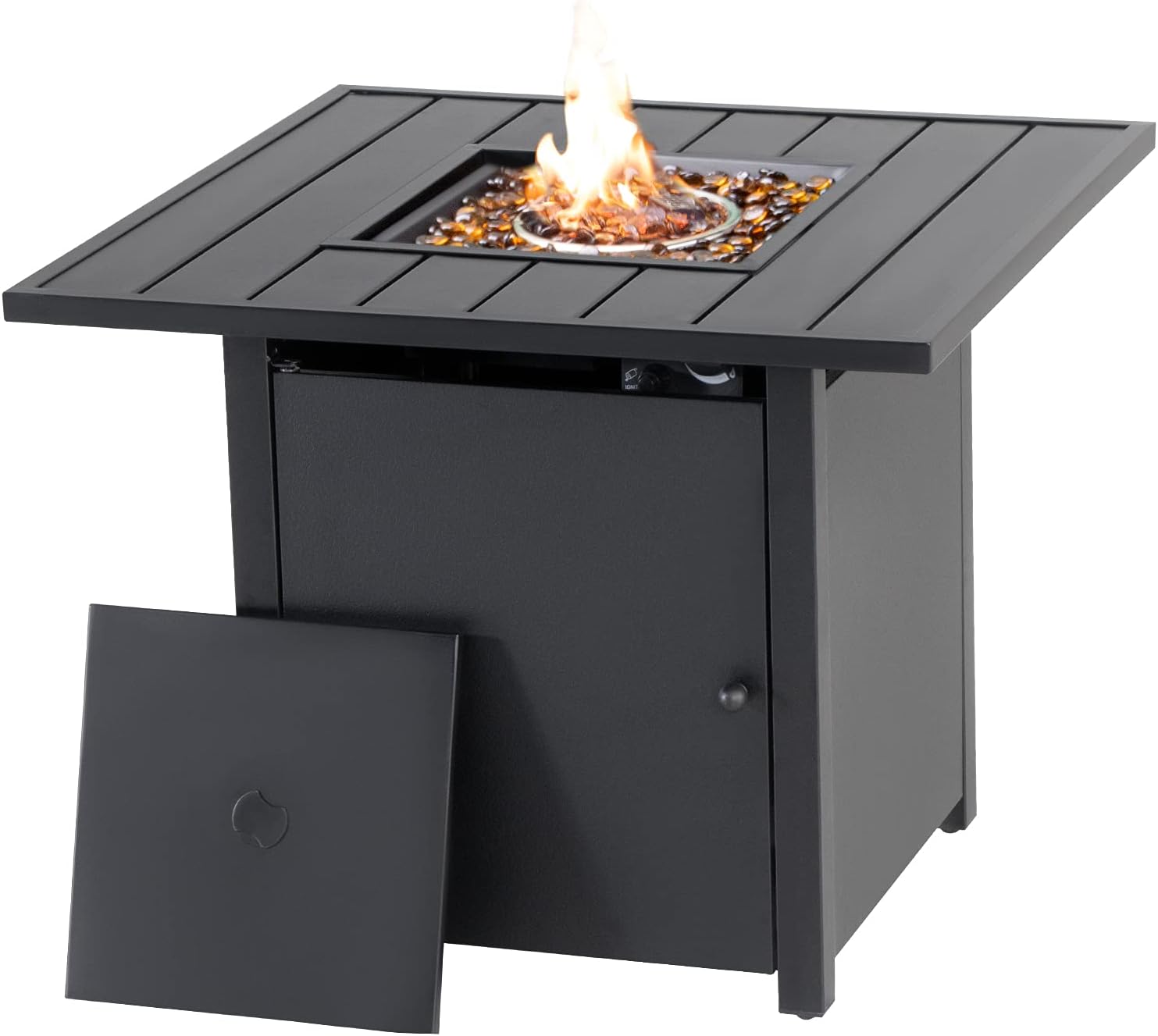 31 Inch Gas Propane Fire Pit Rectangular Fire Table with Lid A72139