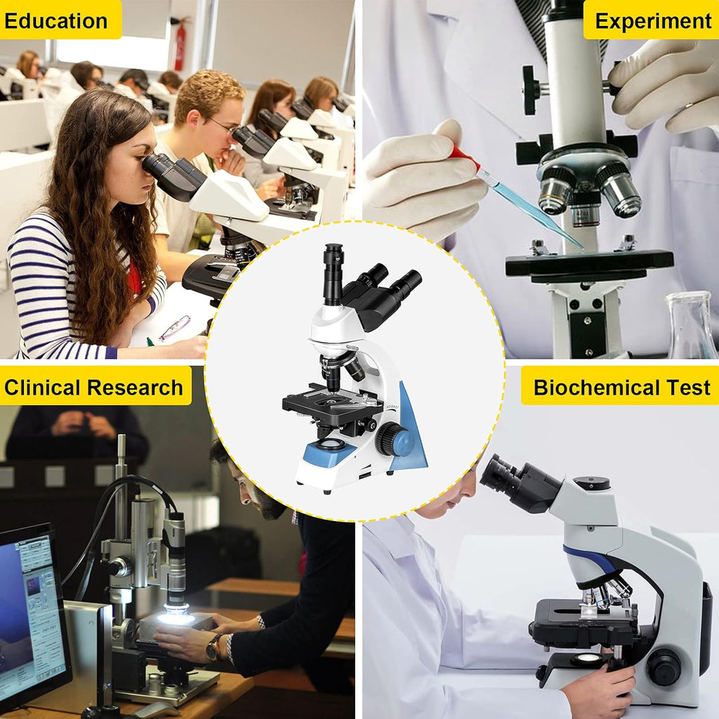 Trinocular Compound Microscope 40X-1000X Magnification LED Light Mechanical Stage Q81272