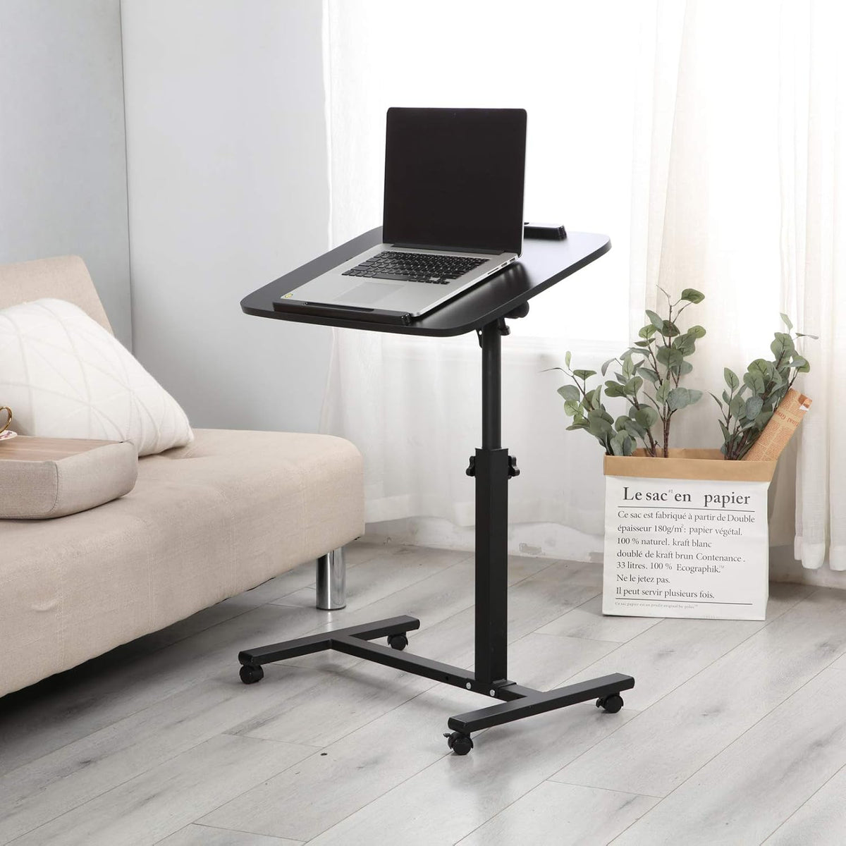 Adjustable Overbed Bedside Table with Wheels M23635