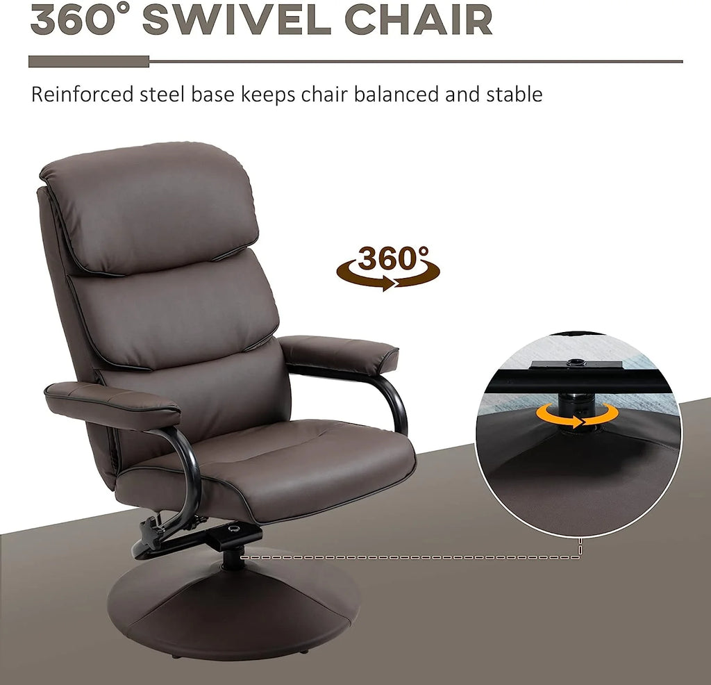 Brown PU Leather Swivel Recliner Chair with Ottoman M267102