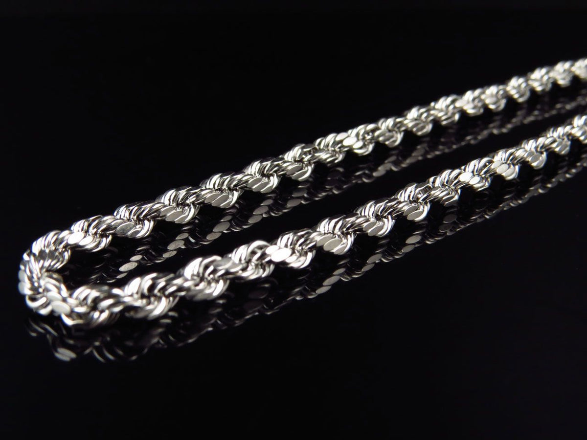 10K White Gold Hollow Rope Chain 4.5MM 18-28 Inches H760