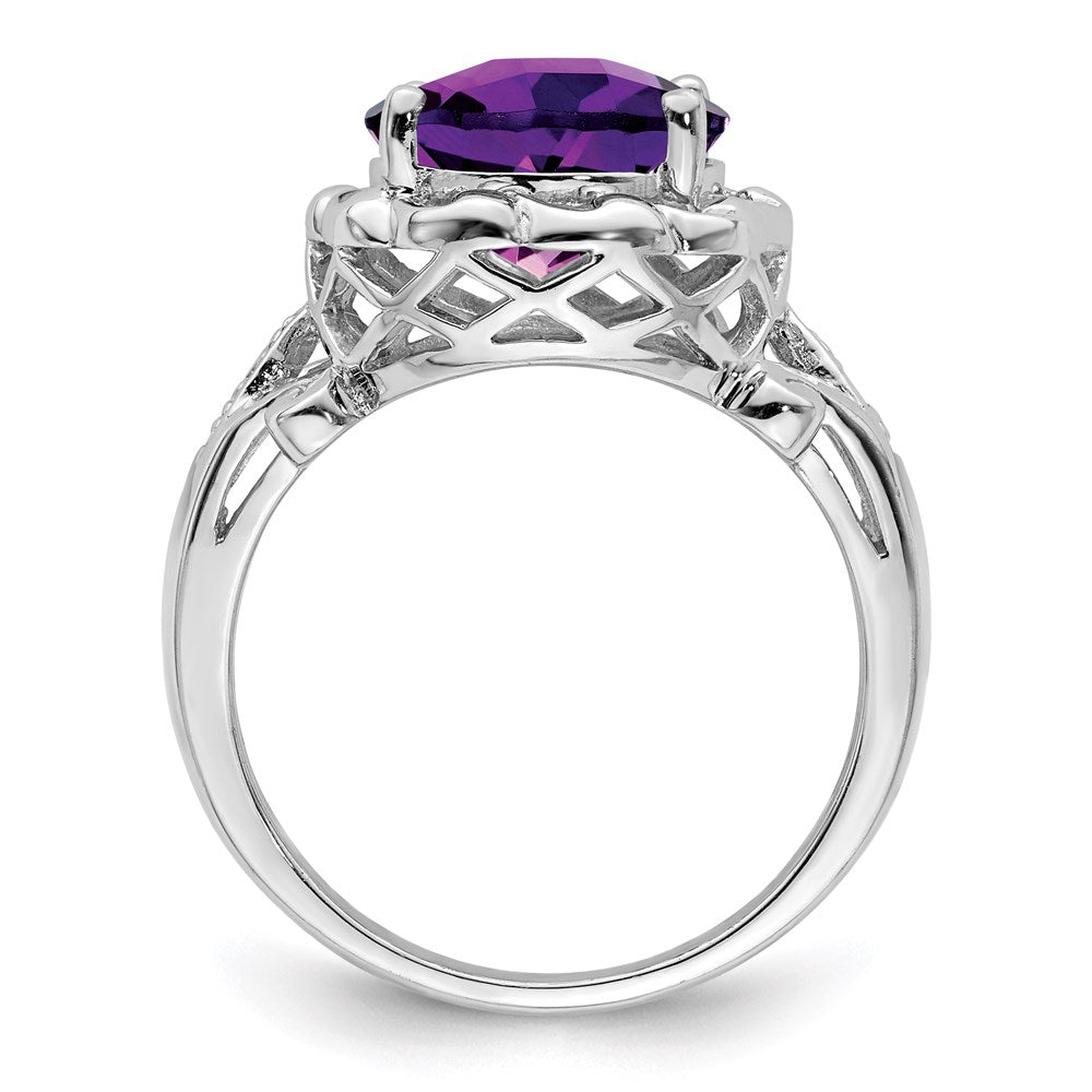 Oval Checker-Cut Amethyst & Diamond Ring I635208