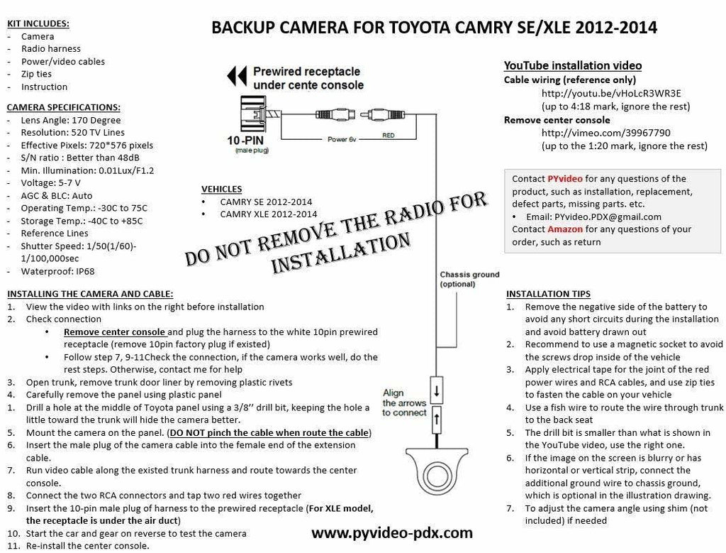Integrated Backup Camera Kit for Factory Radio A624