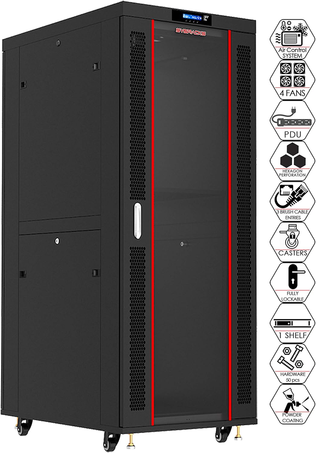 42U Locking Server Rack Cabinet Enclosure on Wheels D499