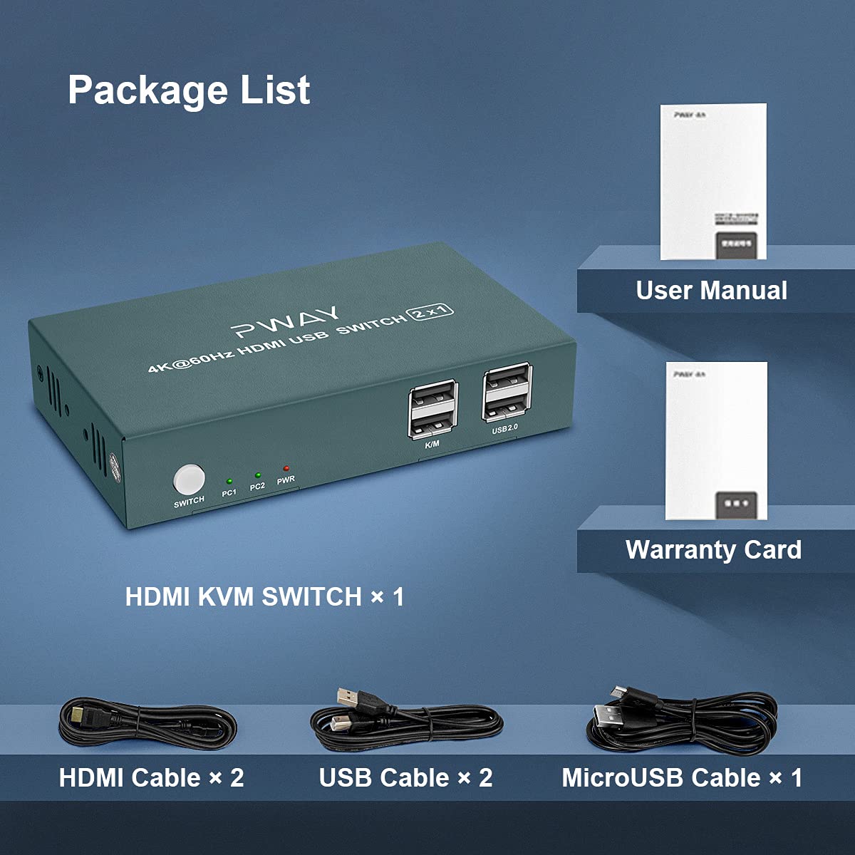 KVM Switch HDMI 2 Port, 4K@60Hz with 2 USB 2.0 Hub N34245