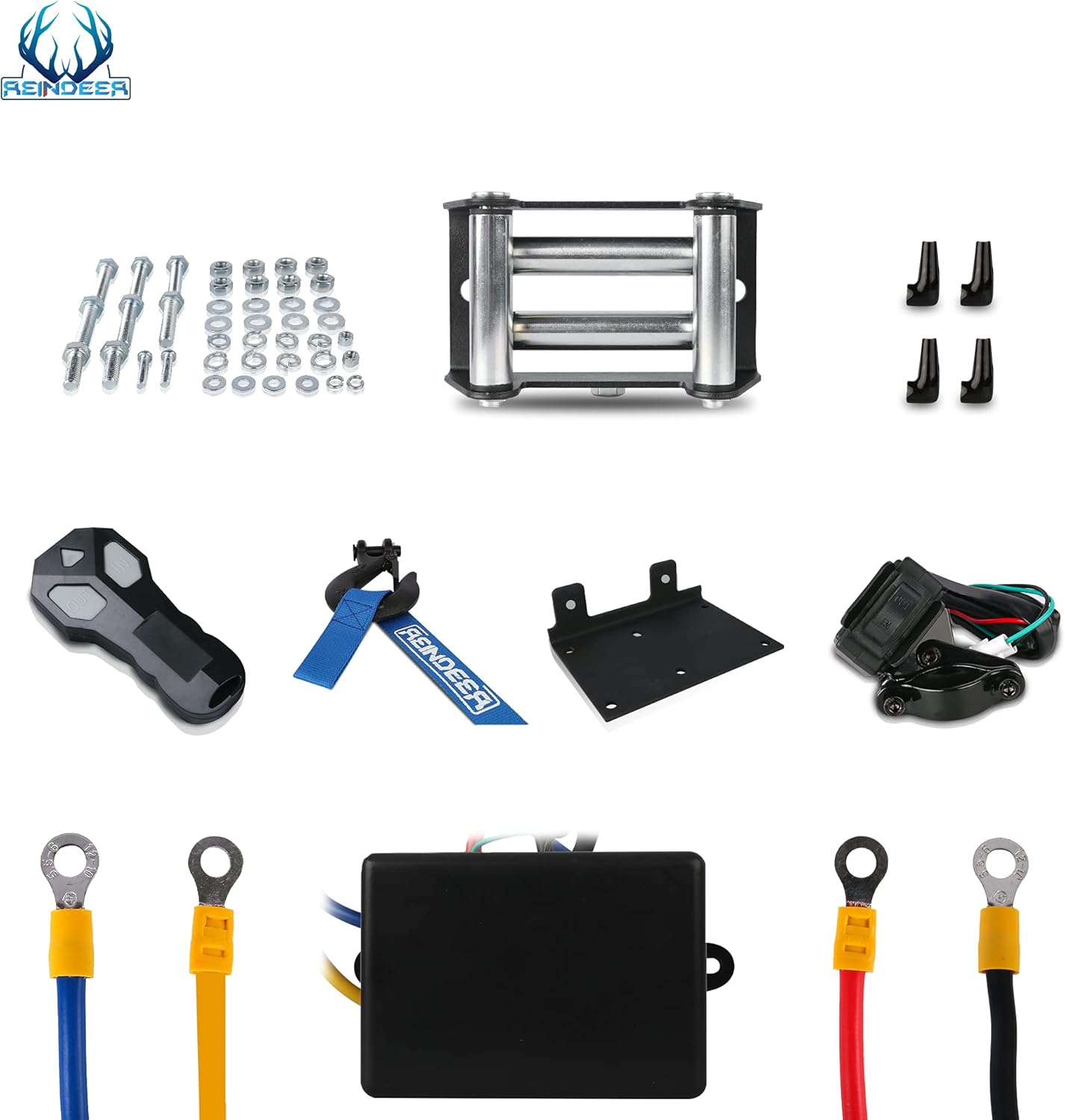 12V 3000 lb Electric Winch Kit with Steel Cable Wire Rope Waterproof IP67 Wireless Remotes C387436