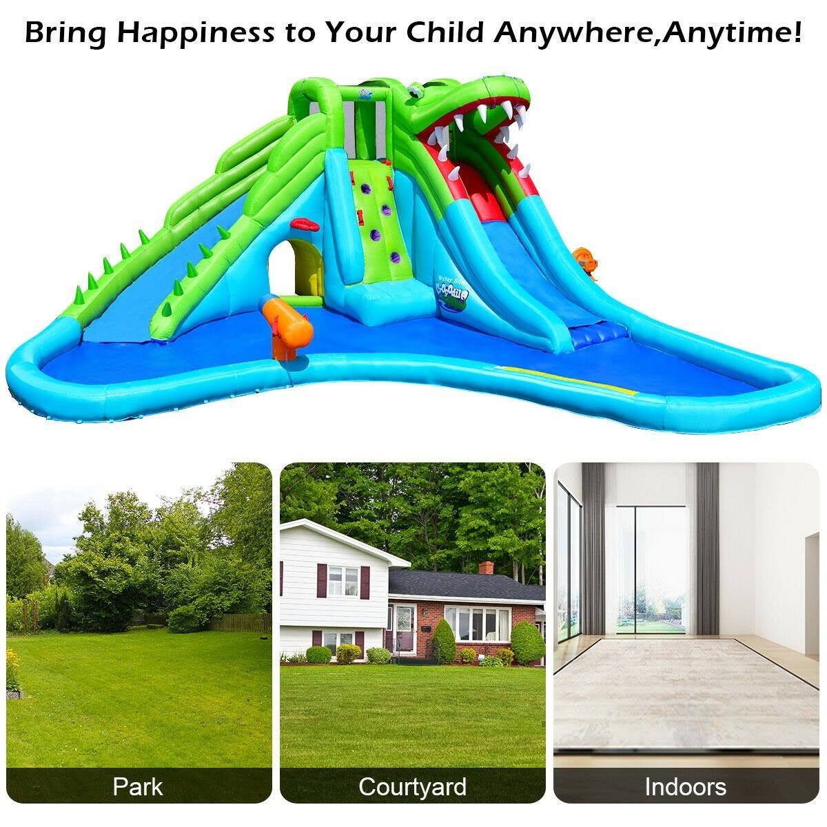 Crocodile Inflatable Water Slide Climbing Wall Bounce House I144