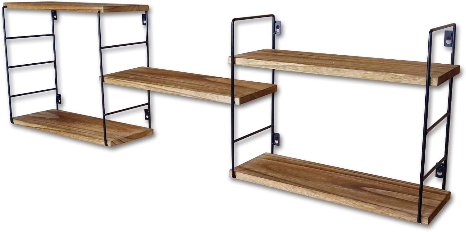 5 Boards Wall-Mounted Wooden Storage Shelves C136608