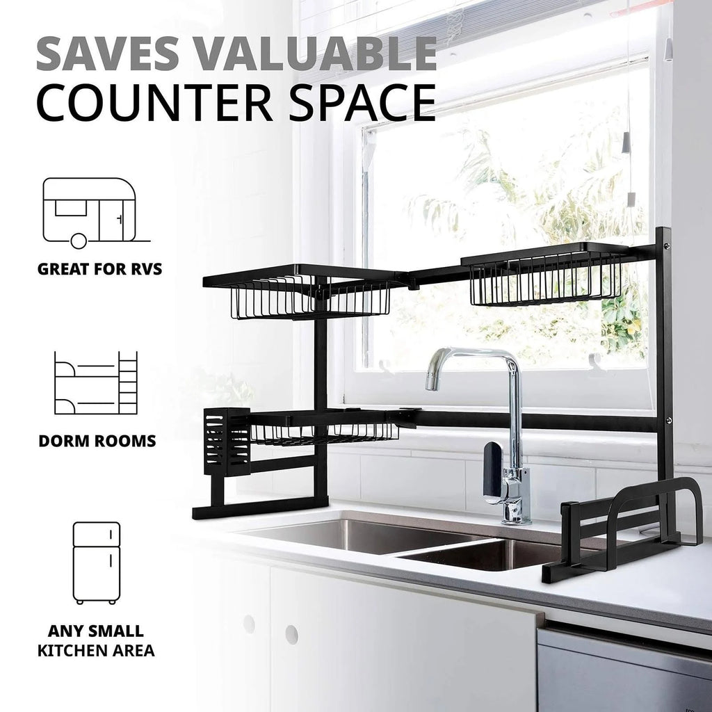 Black Stainless Steel Over Sink Dish Drying Rack C544875