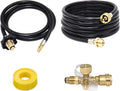 Propane Brass Tee Adapter Kit 4-Port with 5ft and 12ft Hoses L114446