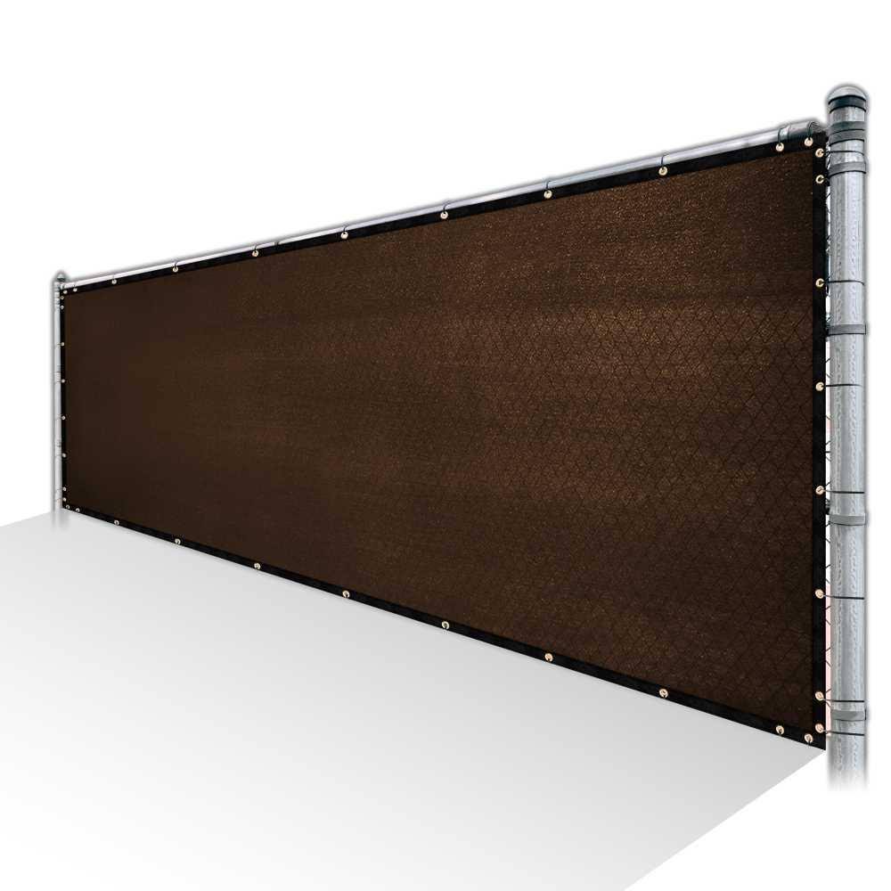 Brown Privacy Fence Screen Mesh with Reinforced Grommets T6830