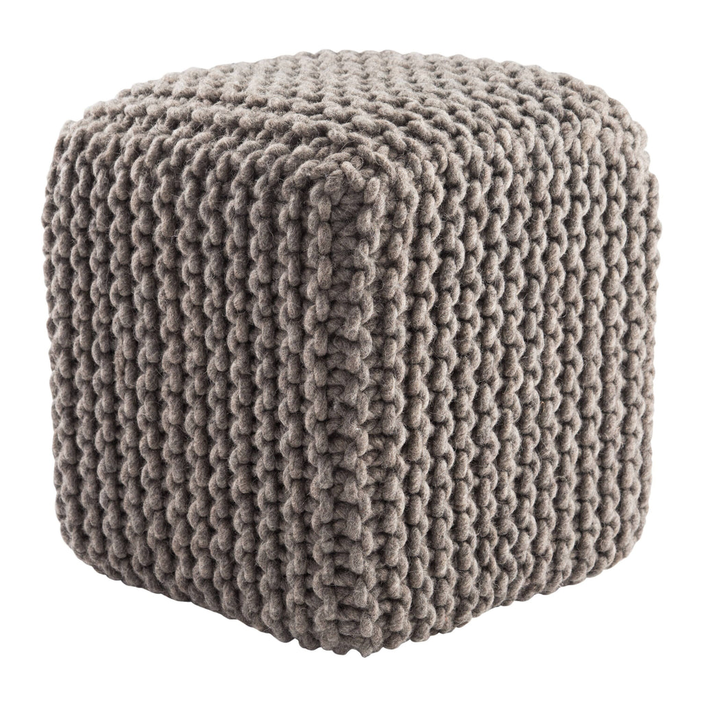 Light Grey Wool Pouf C994