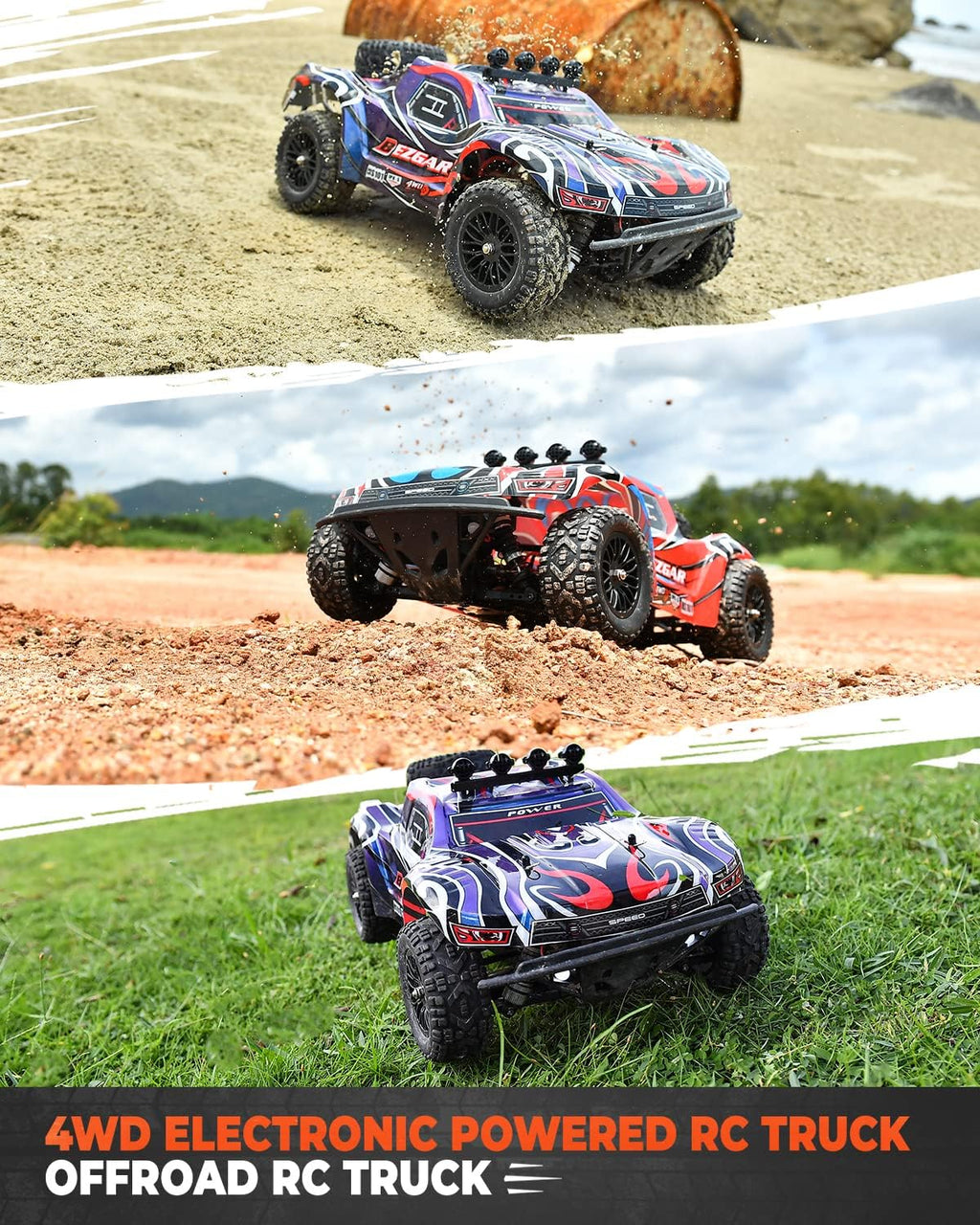 Remote Control Truck 4WD Electric Toy Off Road RC Monster Vehicle Car Crawler with 2 Rechargeable Batteries Y705