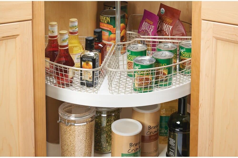 Satin Metal Kitchen Cabinet Lazy Susan Organizer Basket, 4 Pack D862