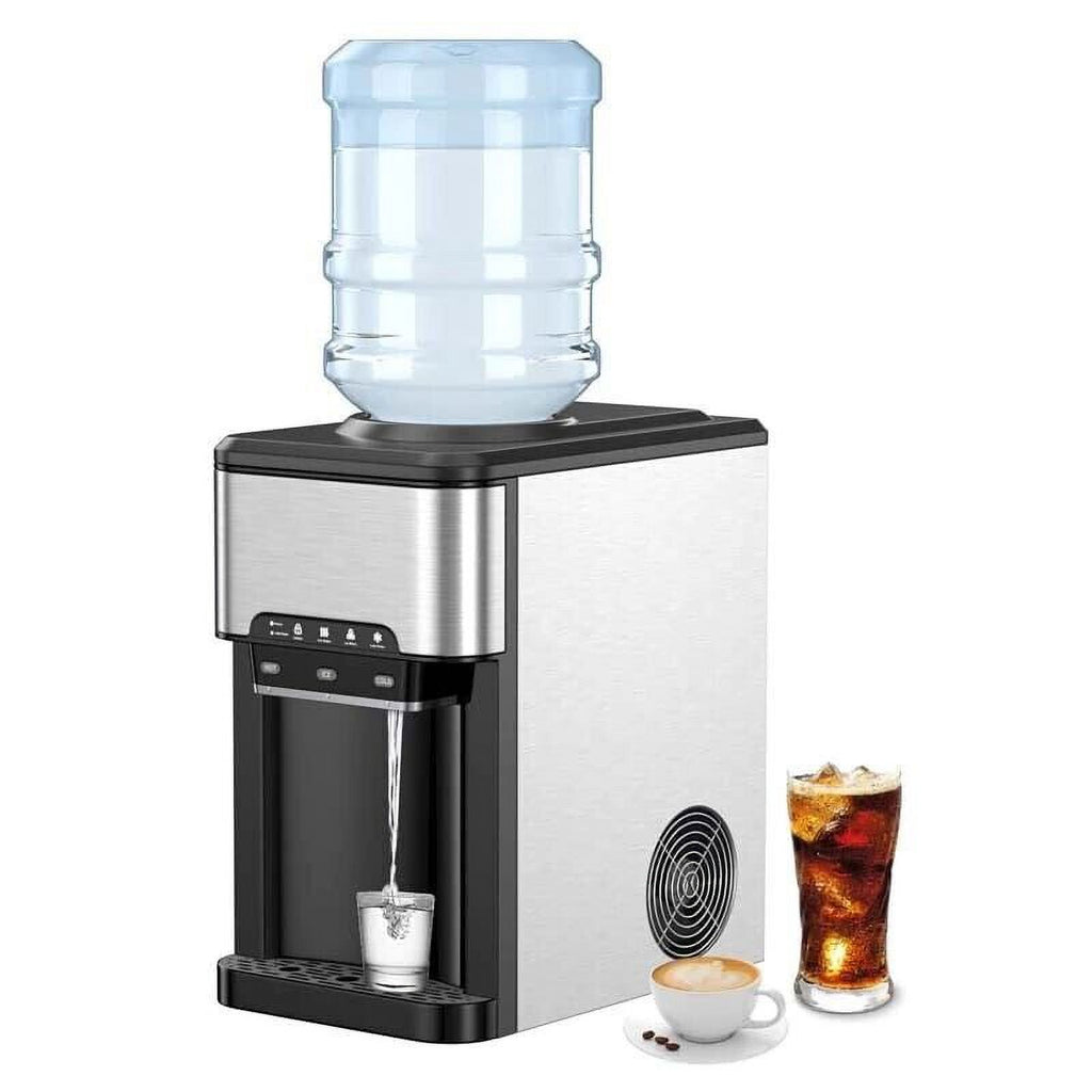 3 in 1 Countertop Water Cooler Dispenser Ice Maker with Ice Block 44 lb Ice Storage K614652
