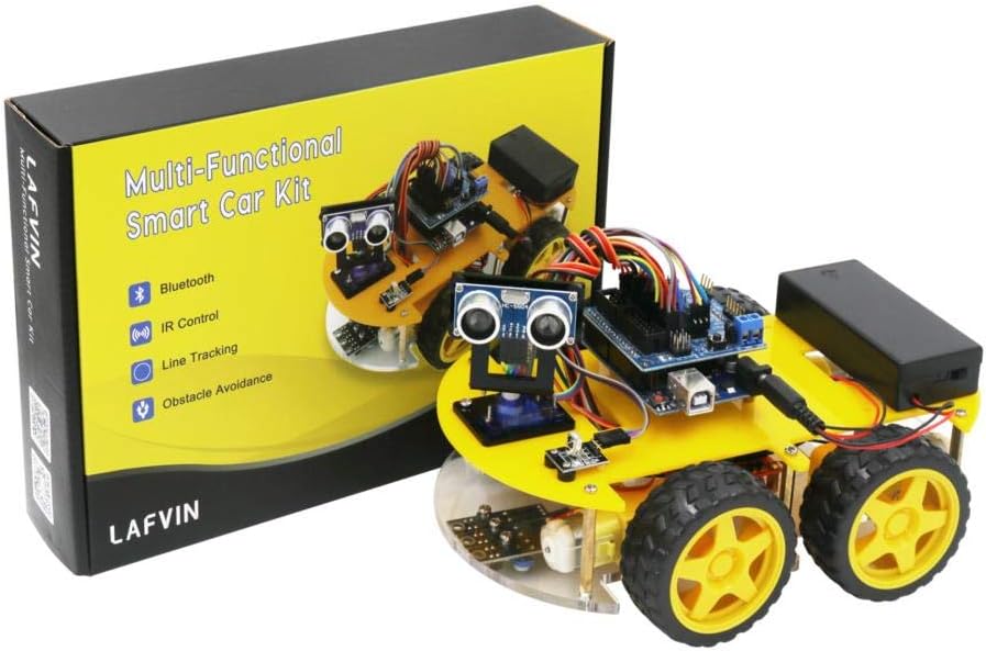 Smart Robot Car Kit with Ultrasonic Sensor, Bluetooth Module, R3 Board, Pack of 2 W7503